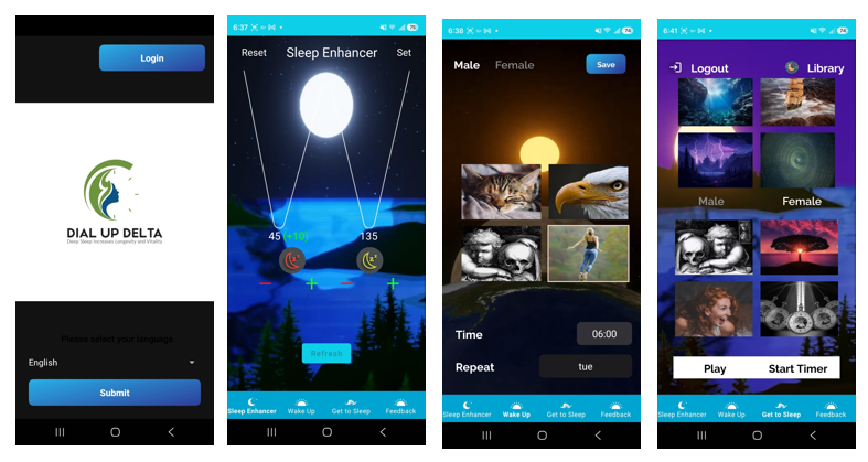 App flow: Sign In, Sleep Enhancer, Wake Up, Get to Sleep